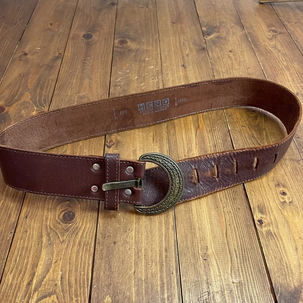 Hero brown leather belt size large